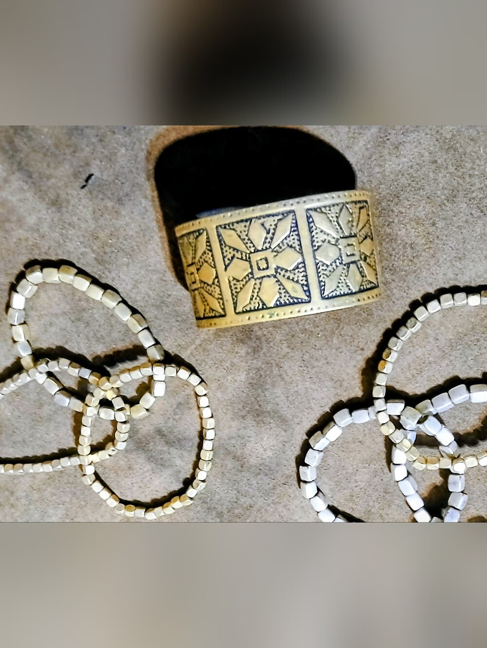 Vintage Boho Metal Bracelet Set - 7 Pc Gold & Silver Stack - Wide Brass Cuff